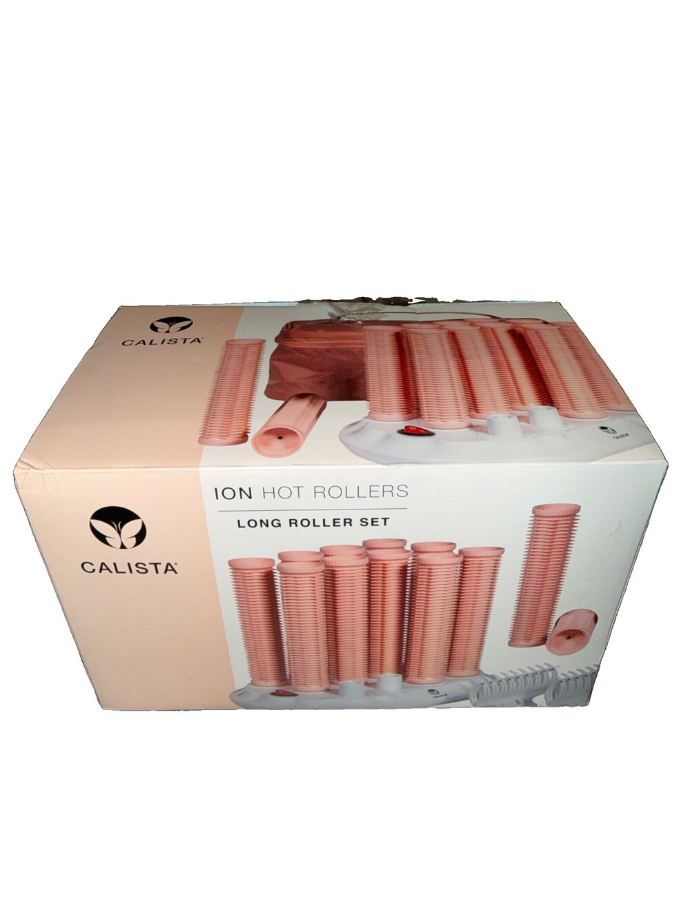 CALISTA Ion Hot Rollers NEW Long 1" 12 Pc  220°F Clips Dual Voltage TRAVEL Case